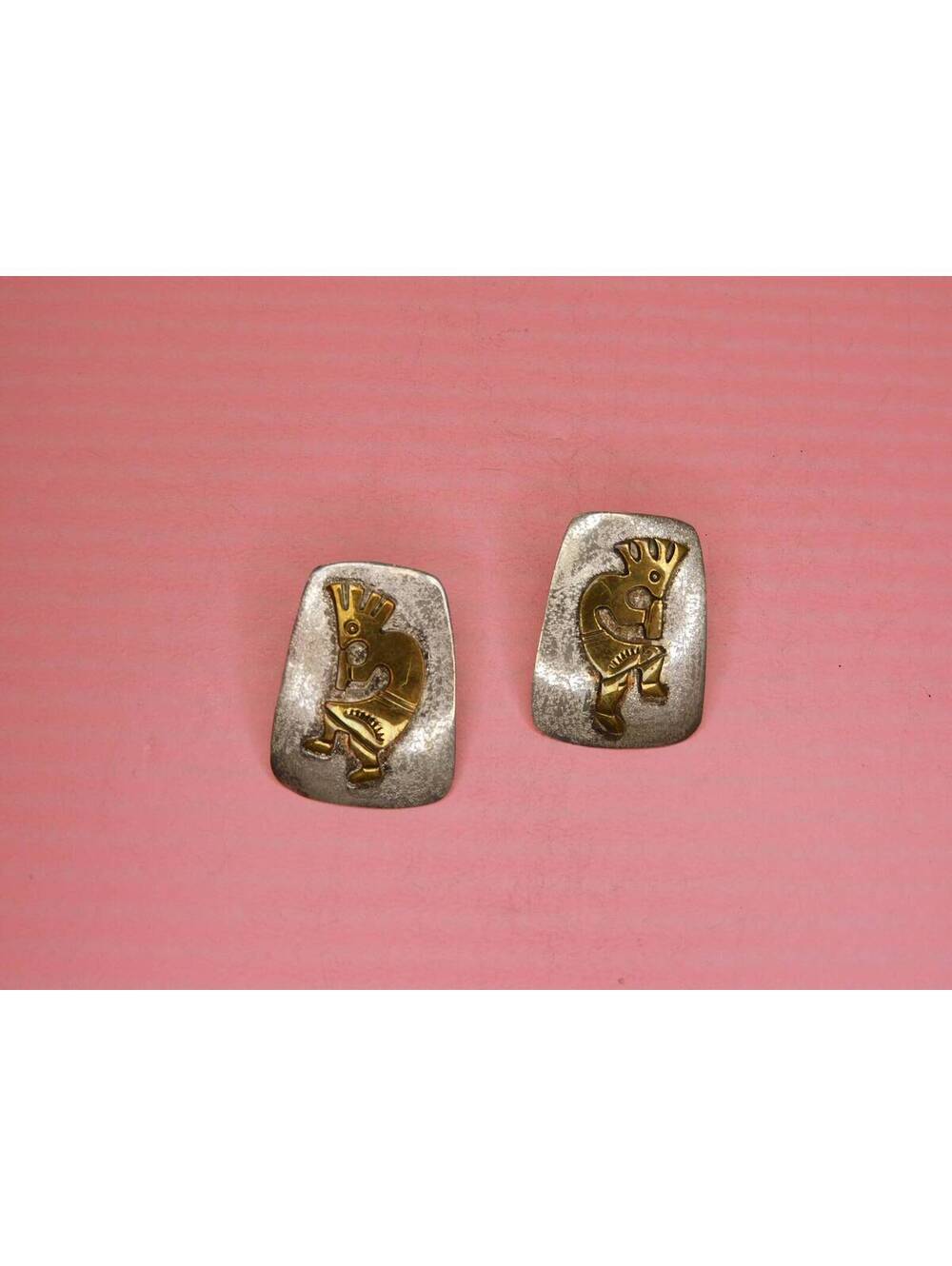 Vintage 1/20 12K Gold Filled / Sterling Kokopelli American Indian Earrings